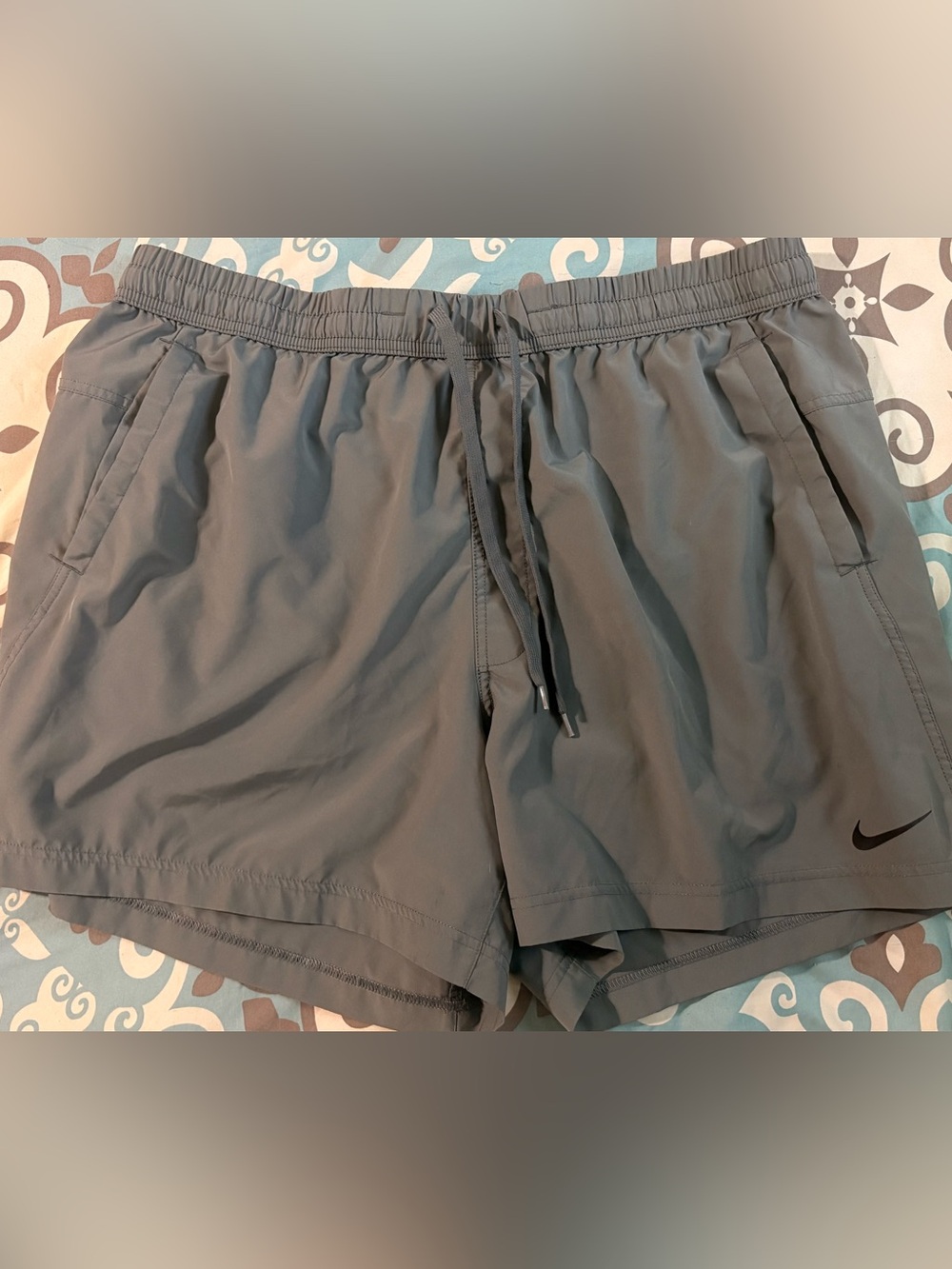 Nike Men's Athletic Shorts Gray with Black Swoosh